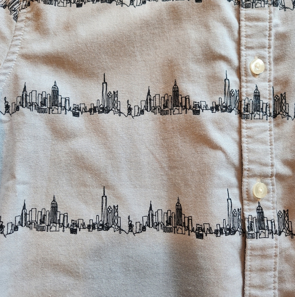 Original Penguin Heritage Slim Fit Stretch NYC Skyline Shirt M - Picture 3 of 11